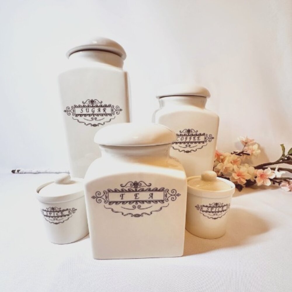 Ceramic 5 Piece Kitchen Canister Set